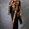 Black Floral Aari Jaal Embroidered Kashmiri Saree