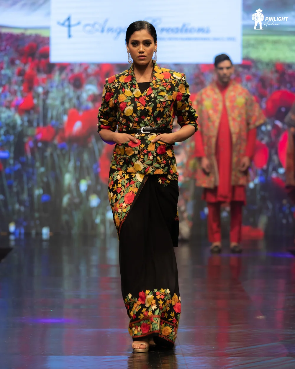 Black Blazer with Aari Jaal Floral Kashmiri Embroidery