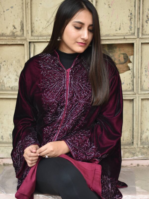 Pure Wool Cape Shawl With Hand Kardana Work front