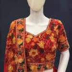 Red Lehenga Choli with Aari, Tilla & Cut Daana Embroidery