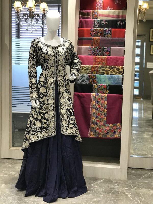 Steps Flared Women Dress with Kashmiri Tilla Embroidery