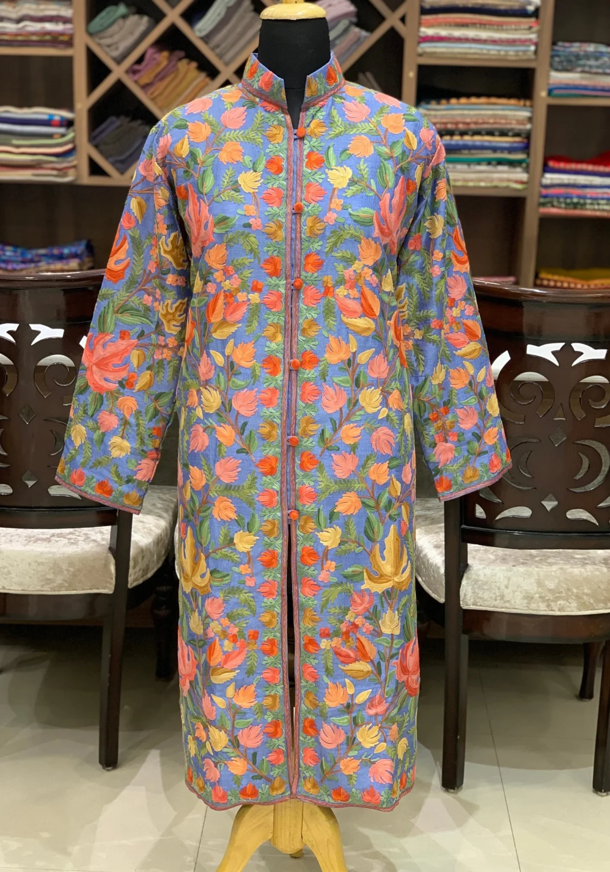 Sky Blue Pure Silk Coat
