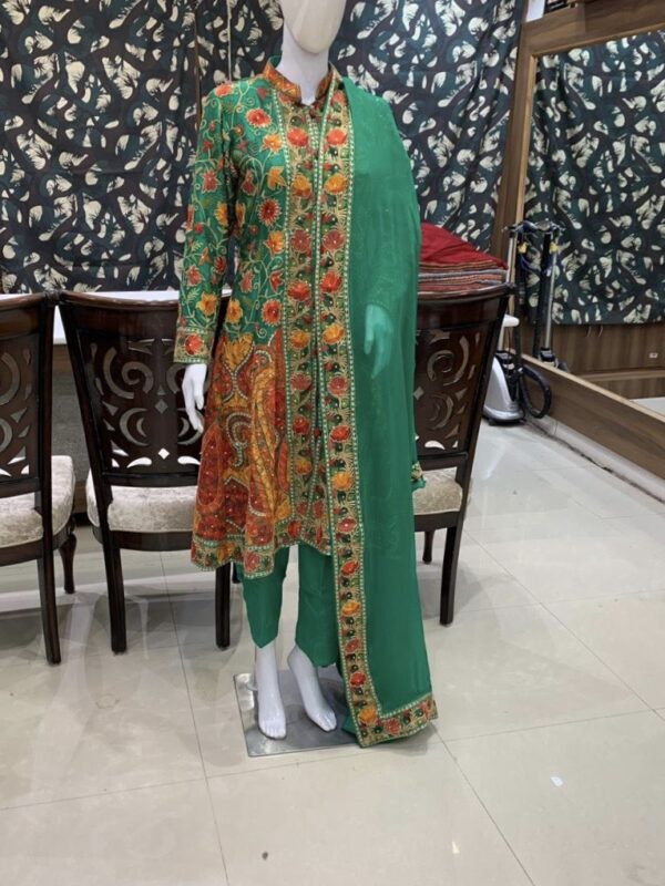 Flared Suit Dress With Rich Embroidery and Cut Daana Highlighting Front