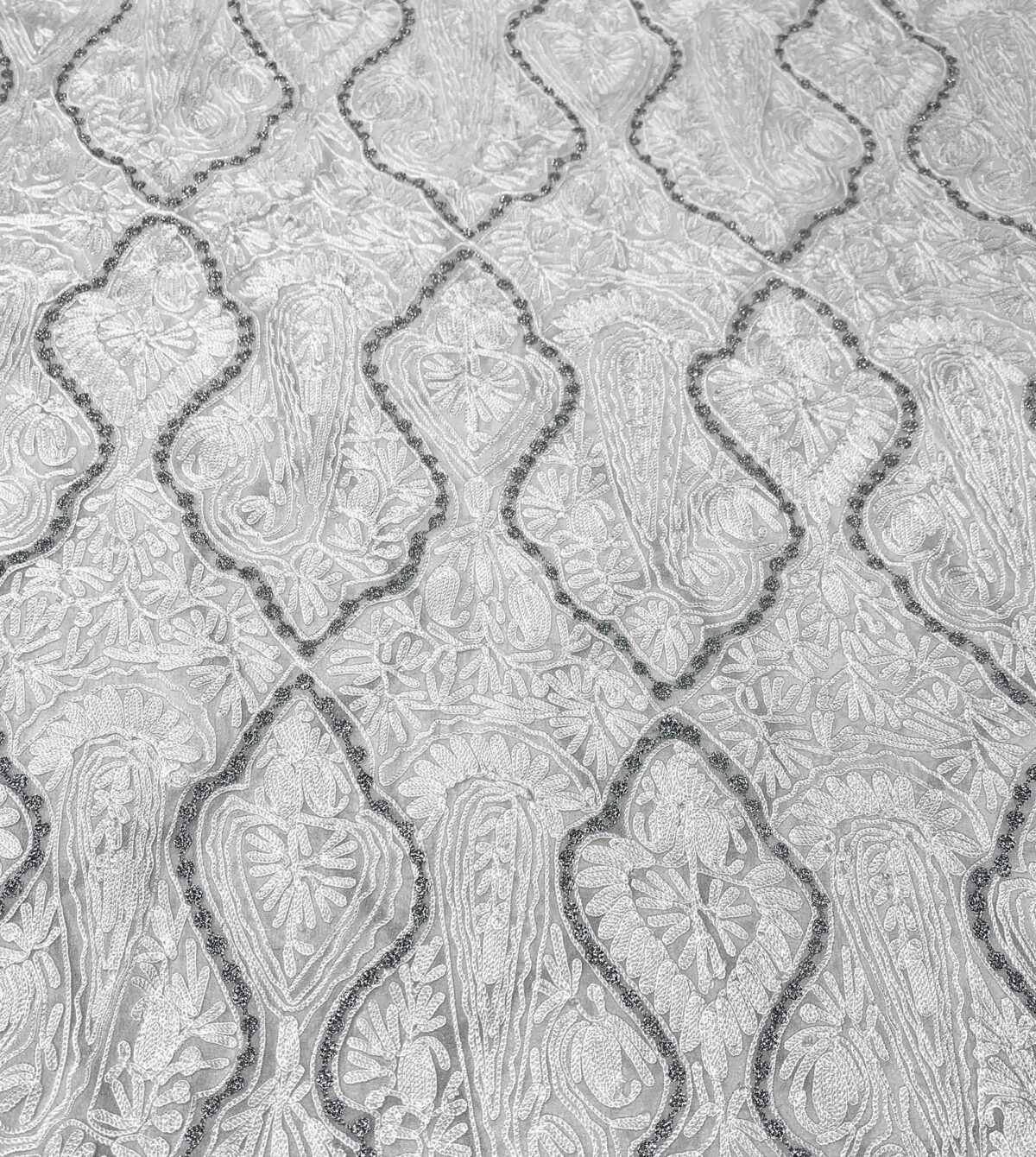 Kashmiri Self Jamawar Paisley Embroidery Running Fabric