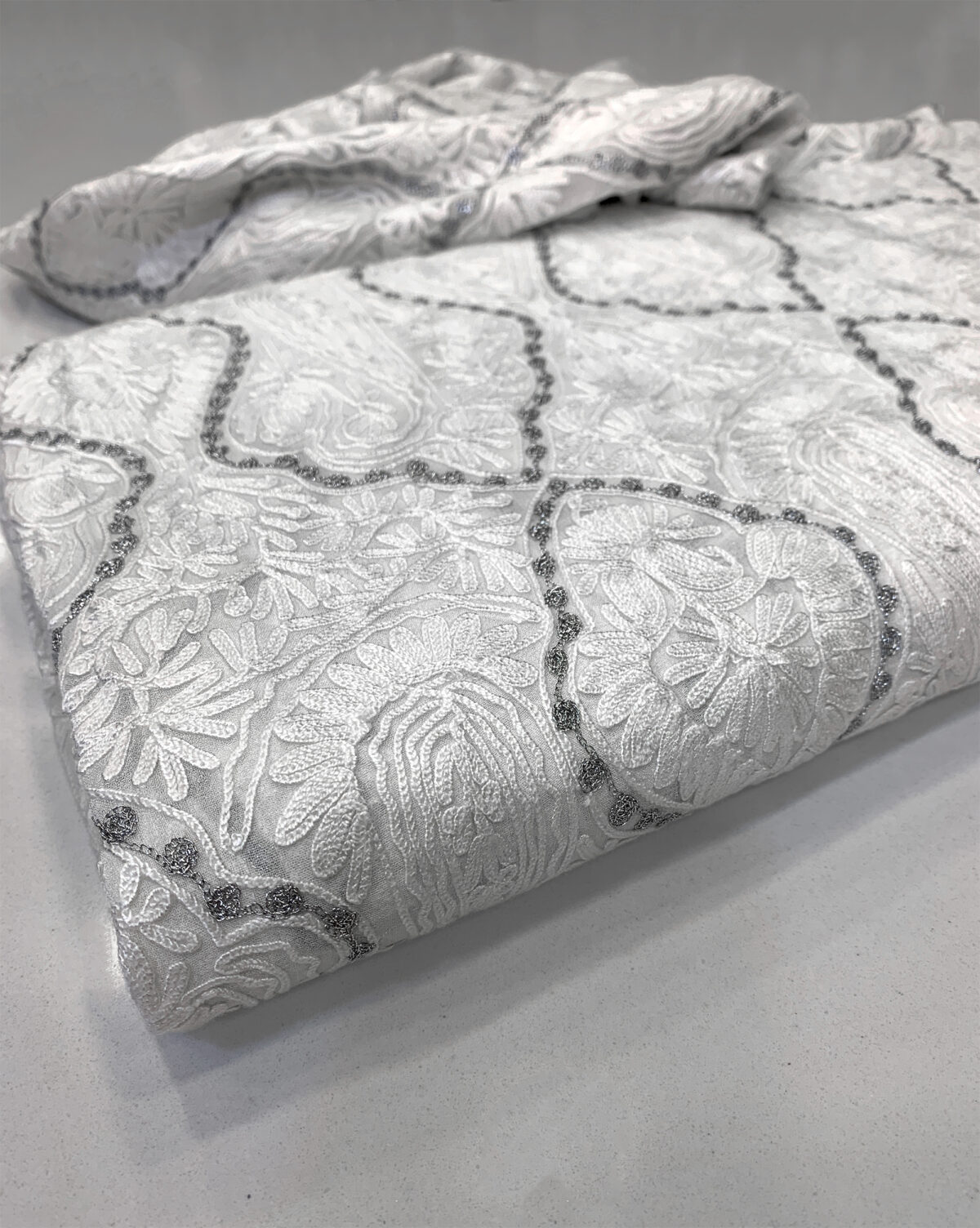 Kashmiri Self Jamawar Paisley Embroidery Running Fabric