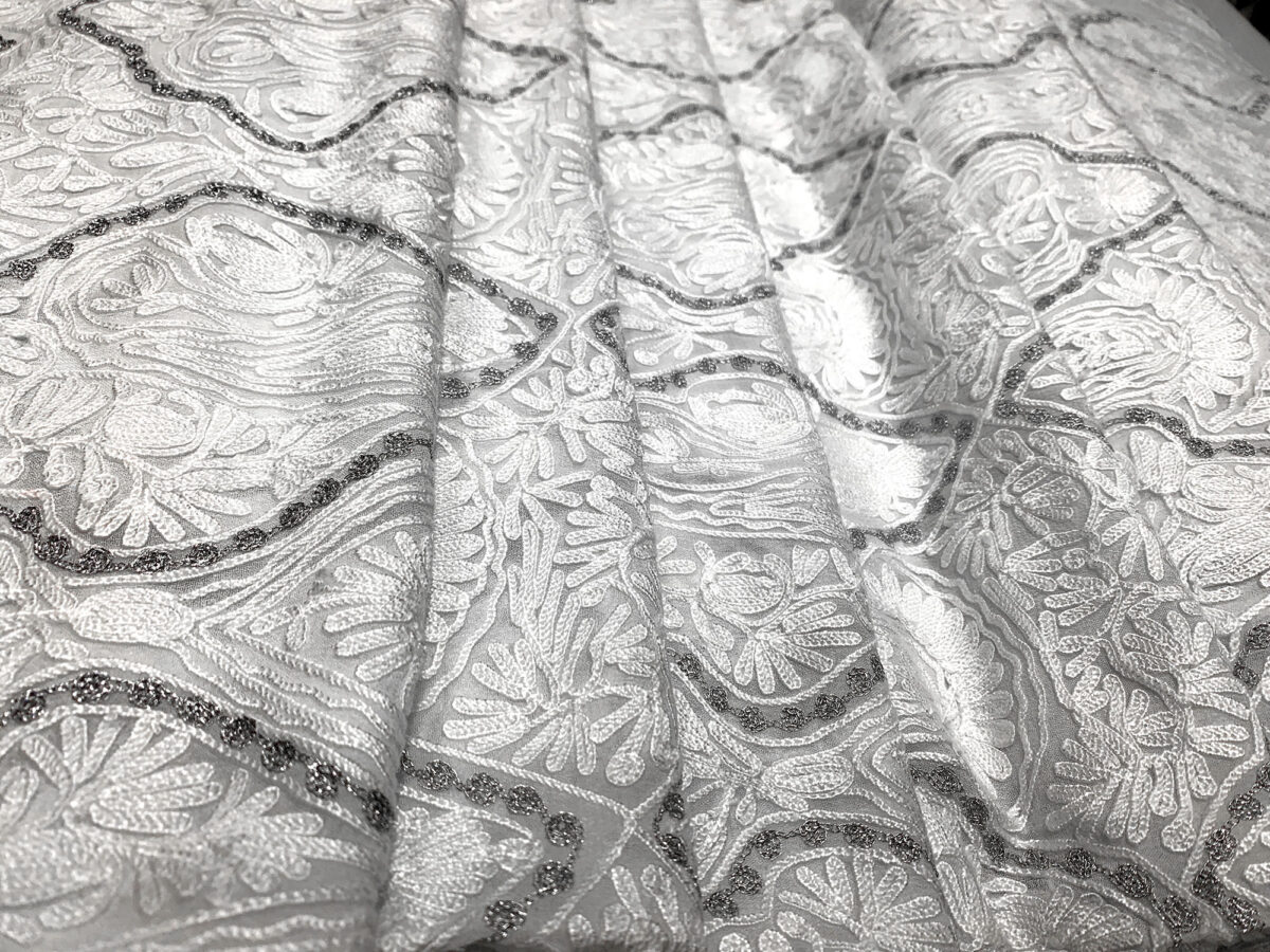 Kashmiri Self Jamawar Paisley Embroidery Running Fabric