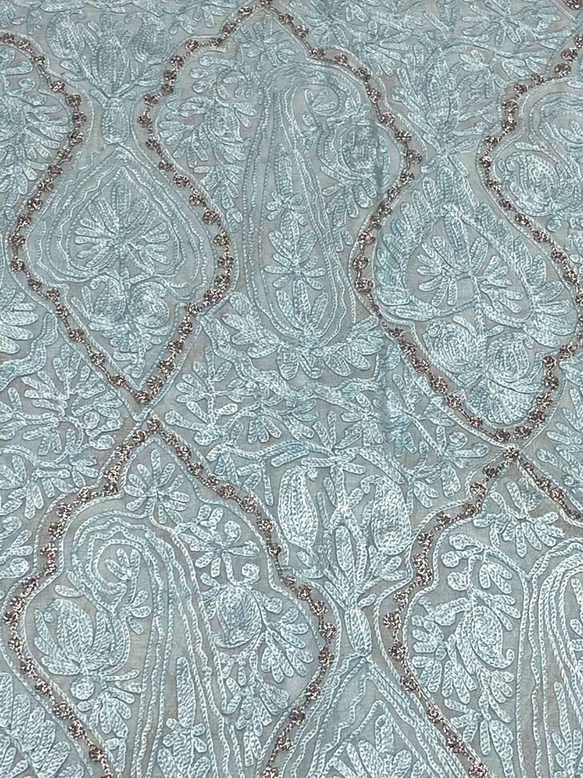 Kashmiri Self Jamawar Paisley Embroidery Running Fabric