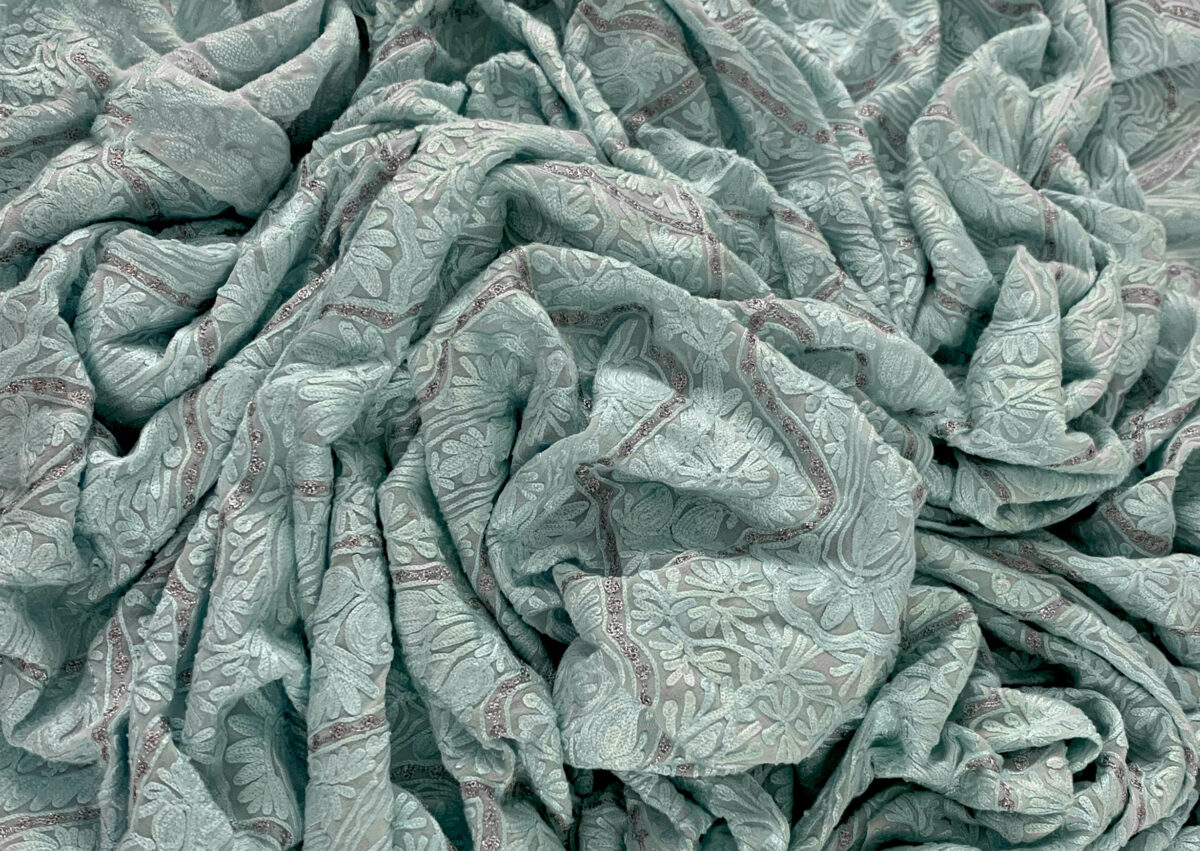 Kashmiri Self Jamawar Paisley Embroidery Running Fabric