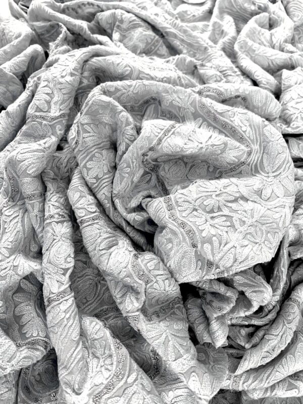 Kashmiri Self Jamawar Paisley Embroidery Running Fabric