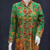 Green Flared Suit Dress With Rich Embroidery and Cut Daana Highlighting