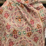 Natural White Papier Mache Hand Embroidered Pure Pashmina Shawl
