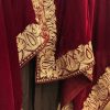 Maroon Velvet Cape Shawl with Zari Embroidery: Khara Chinar Design