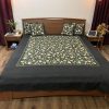 Black Raw Silk Kashmiri Embroidered Bed Cover