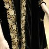 Velvet Cape Orni with Zari Embroidery: Chinar Bel Design front