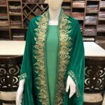 Green Embroidered Velvet Cape Orni Bara Chinaar Design
