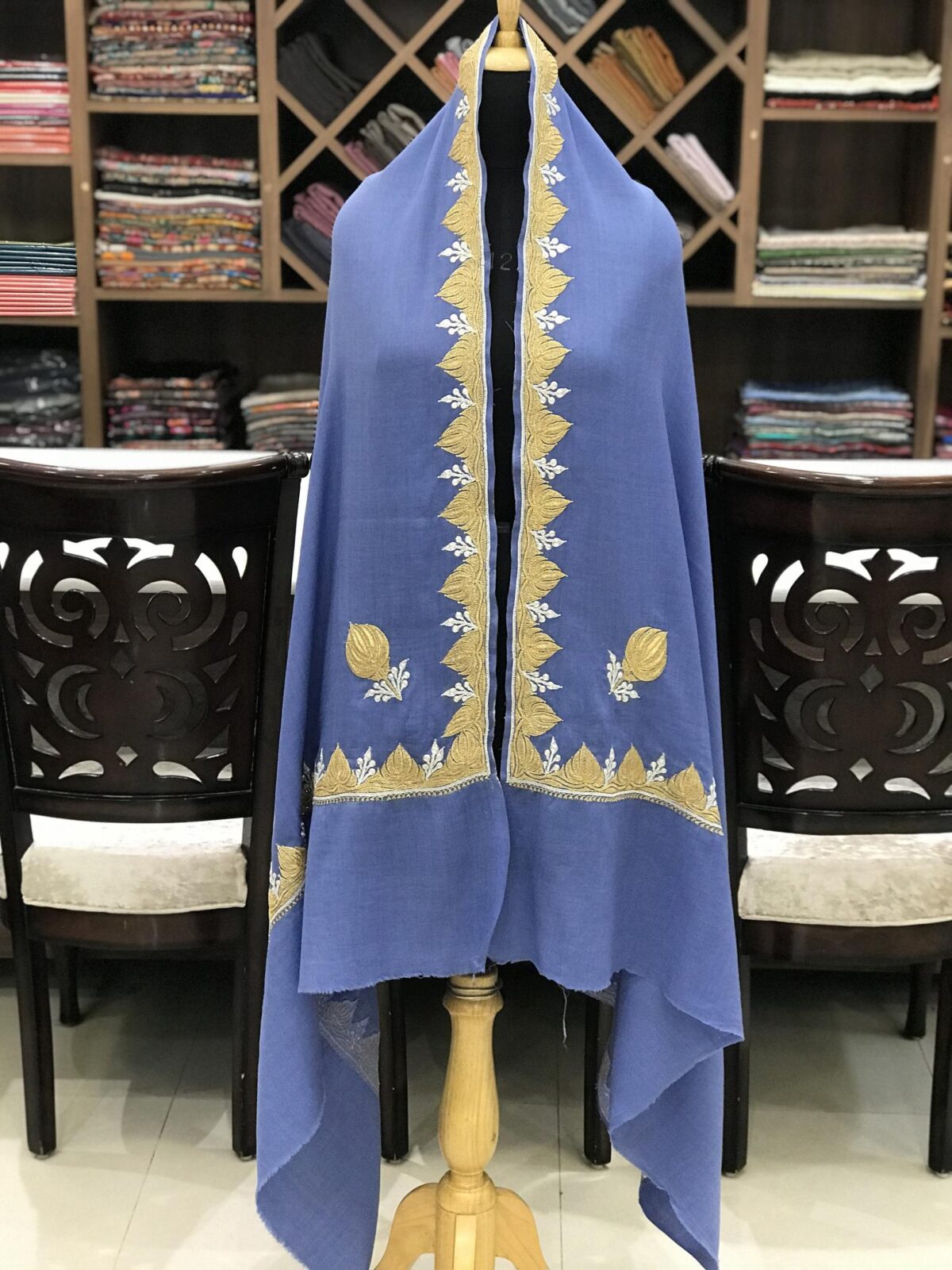 Pure Merino Wool Shawl With Tilla Hand Embroidery