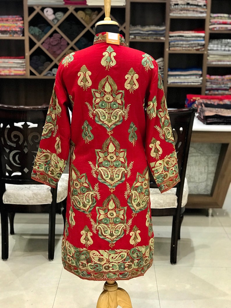 Wool Coat with kashmiri aari embroidery