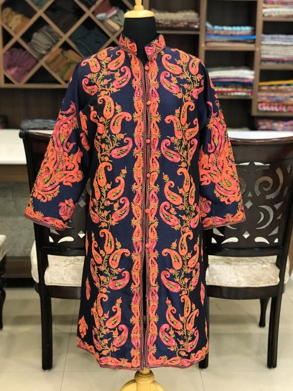 navy Blue embroidered kashmiri coat