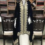 Navy Blue Velvet Cape with Tilla Embroidery Teen Chinar Design 2