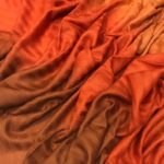 Pure Pashmina Ombre Polka Dots And Stripes Texture Stole Wrap: Brown, Orange and Light Orange