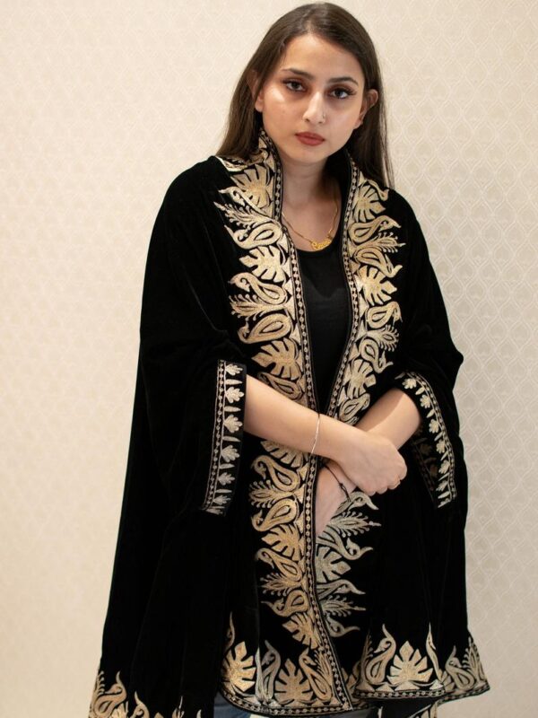 Embroidered Velvet Cape Orni Bara Chinaar Design front