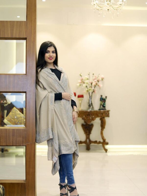 Hand Kardana Work Pure Wool Cape Shawl