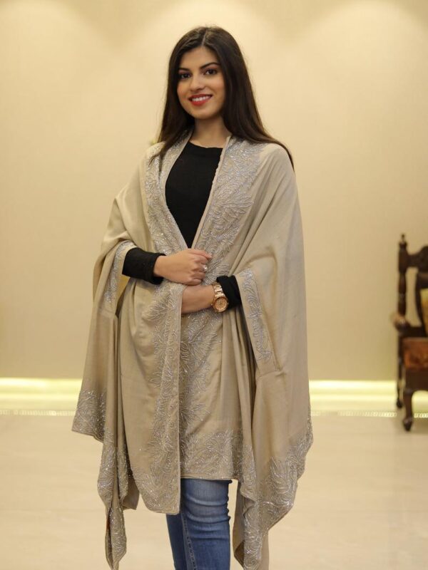 Pure Wool Cape Shawl With Hand Kardana Work