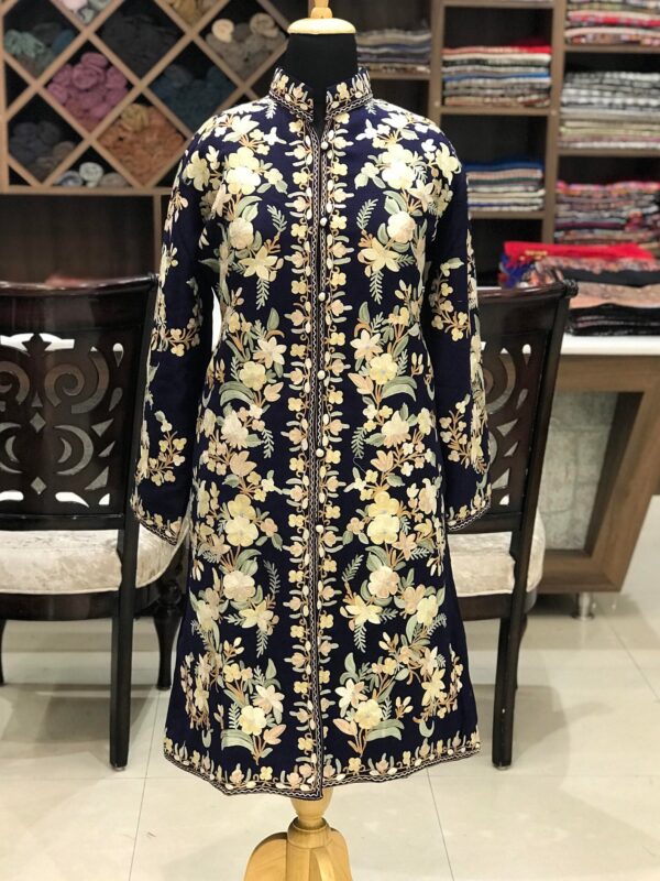 Woollen Kashmiri Long Embroidered Jacket