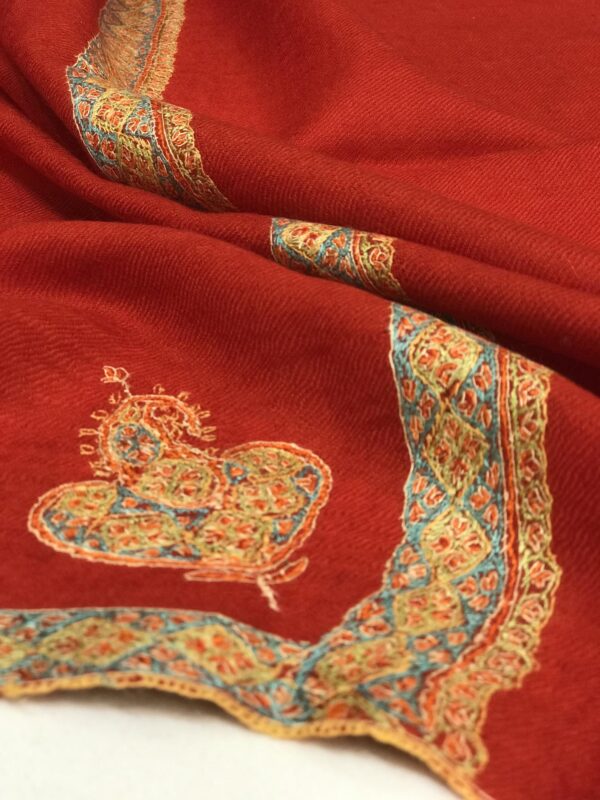 Pure Pashmina Shawl with Border Sozni Hand Embroidery