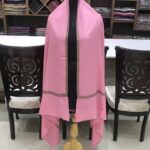 Carnation Pink Pure Pashmina Shawl with Border Sozni Hand Embroidery