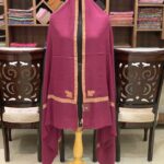 Fuchsia Pink Pure Pashmina Shawl with Border and Boteh Sozni Hand Embroidery