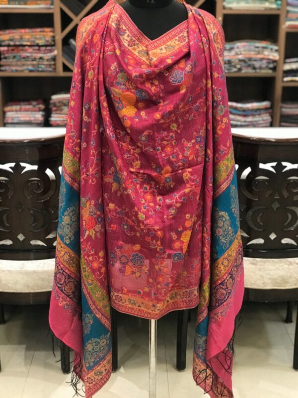 Modal Silk Bottle Magenta Kani Weave Dupatta