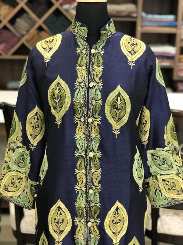 Kashmiri Overcoat with Paisley Boteh Embroidery front
