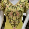 Yellow Pastel Floral Aari Embroidered Suit Close up