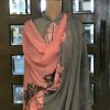 Grey Kashmiri Aari Work Suit: Half-Half Dupatta Design Close Up