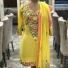 Yellow Suit with Pastel Floral Aari Embroidery