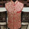 Red Nehru Jacket with Jamawar Paisley Embroidery