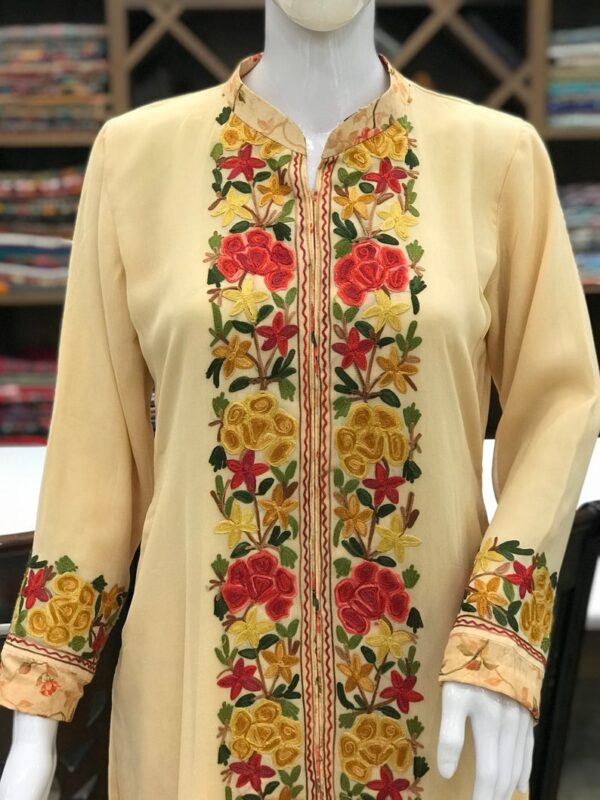 Achkan Style Indian Embroidered Tunic close up