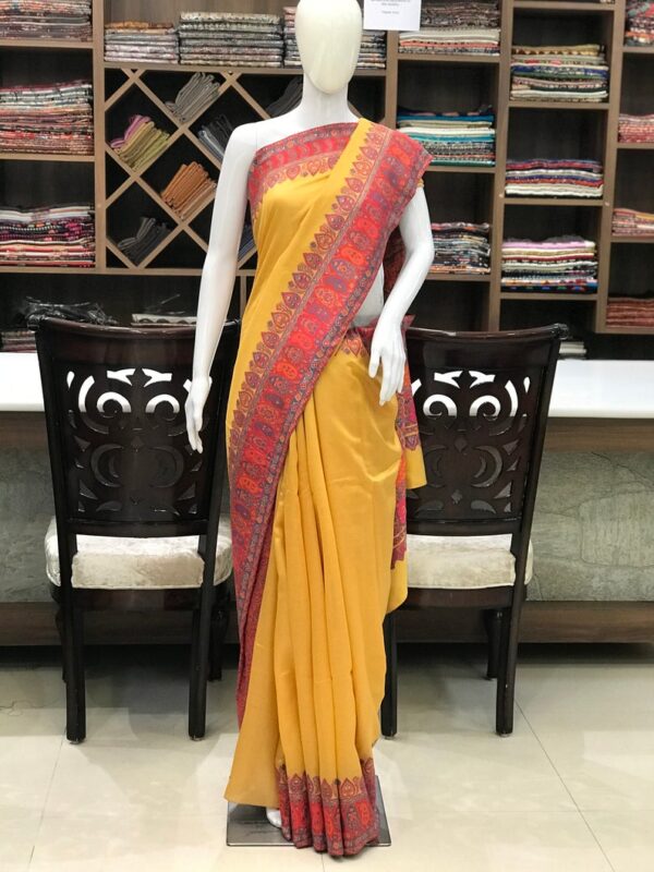 Yellow Modal Silk Border Kani Weave Saree
