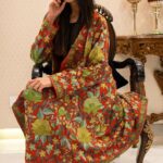Red Kashmiri Long Coat with Floral Jaal Embroidery, Kashmiri Coats & Jackets