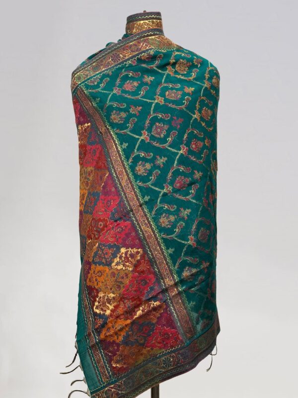Modal Silk Dark Green Kani Weave Dupatta