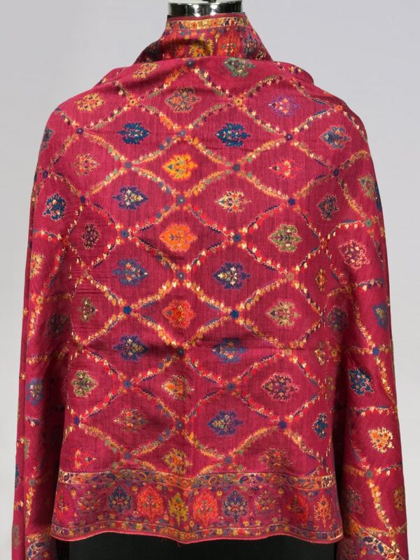 Modal Silk Magenta Kani Weave Dupatta close up