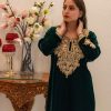Kashmiri Green Velvet Tunic with Gold Tilla Chinar Embroidery
