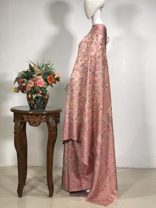 Peach Silk Modal Kani Weave Sari pallu