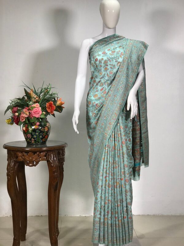 Light Blue Silk Modal Kani Weave Sari