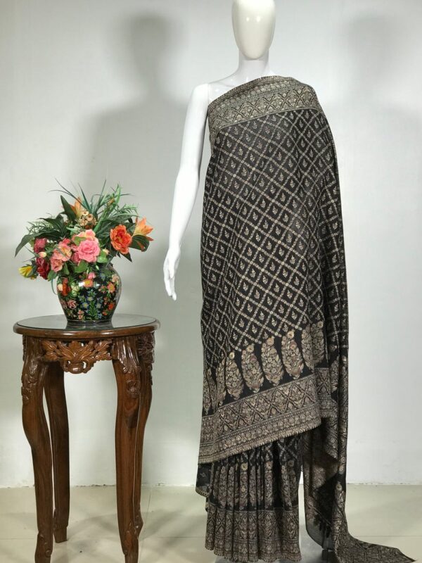 Black Silk Modal Kani Weave Sari