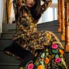 Ash Black Women Sharara with Rich Floral Embroidery