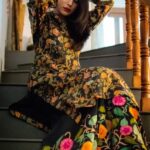 Ash Black Women Sharara with Rich Floral Embroidery