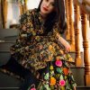 Ash Black Women Sharara with Rich Floral Embroidery close up