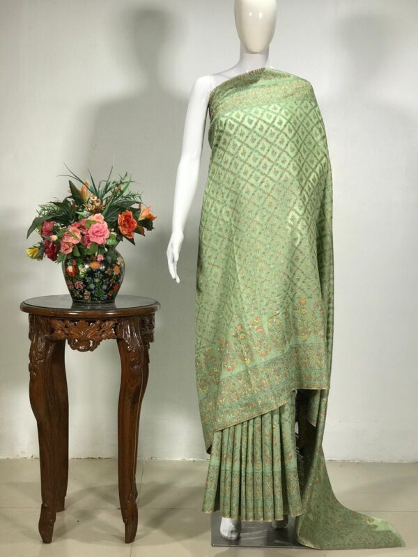 Light Green Silk Modal Kani Weave Sari